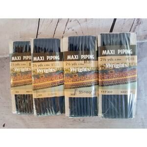 Vintage 2.5 yards Navy Corded Piping 1/2" wide Wright's MAXI PIPING Lot 4